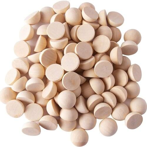 100Pcs 20 mm Half Wooden Beads, Unfinished Split Natural Round Wood Balls Loose Beads for DIY Craft Christmas