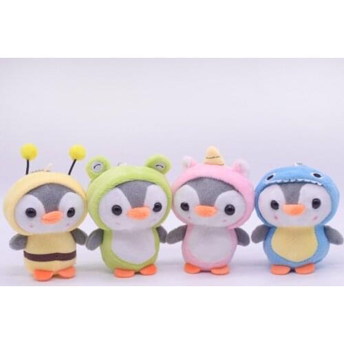 12Pcs/Lot 10CM Random Ins Transformed Penguin Combination Mini Cute Soft Plush Keychain for Bag Key Pendant