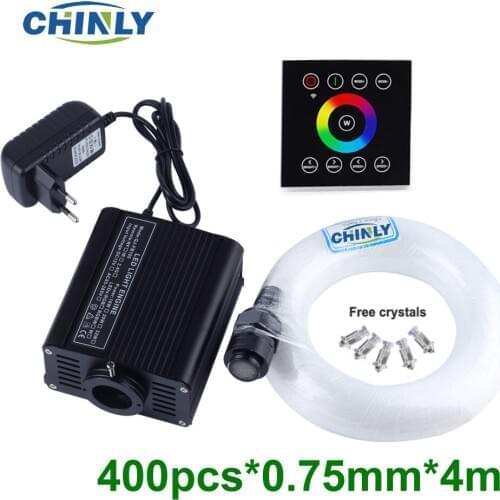 16W RGBW LED Fiber Optic Lights Wall Switch Touch Control 4 Meters 400pcs Stars for Home Theatre, Kid Room Ceiling Lights