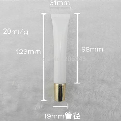 20ml white mildy wash soft tube or butter / handcream tube with round gold lid