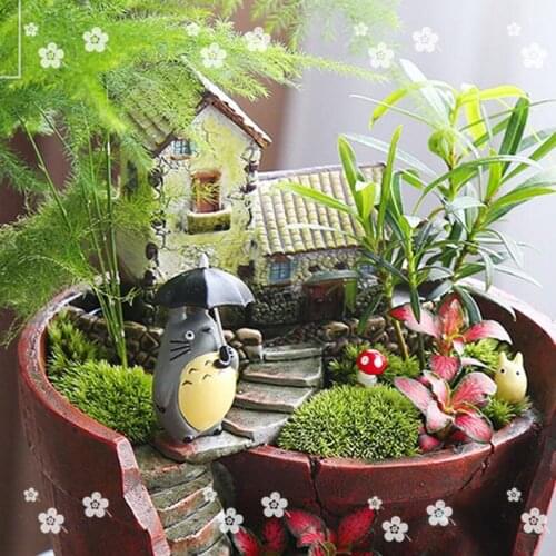 3pcs Miniature big Totoro and tiny White Totoro Red Mushroom ,Ghibli Figurines , Fairy Garden Supplies Terrarium Accessories