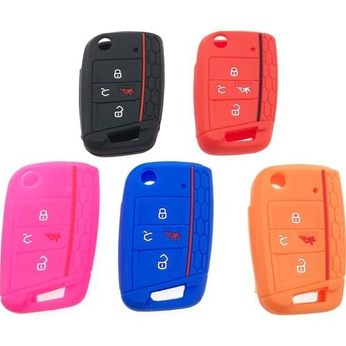 4-Button Silicone Key Cover for Skoda Octavia Kodiaq Karoq SEAT Ateca Leon VW Polo Golf 7 MK7 Tiguan Key Case Auto Accessories
