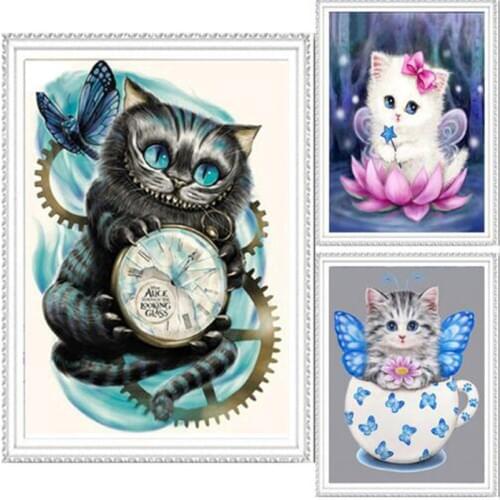 40*30cm DIY 5D Diamond Mosaic Cartoon Cats Handmade Diamond Painting Cross Stitch Kits Diamond Embroidery Patterns Rhinestones