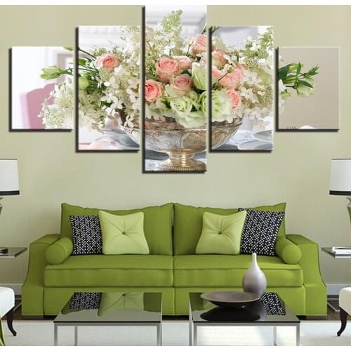 5 Panel Beautiful Flower Picture Modular Home Decoration Print Wall Painting Vintage Art Living Room Modern Canvas Poster Decor