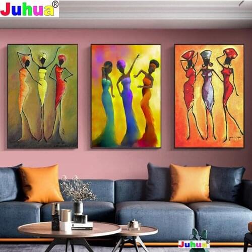African Women Diamond Painting full Square Round drill diamond embroidey cross stitch Portrait Triptych,Vintage Wall Art