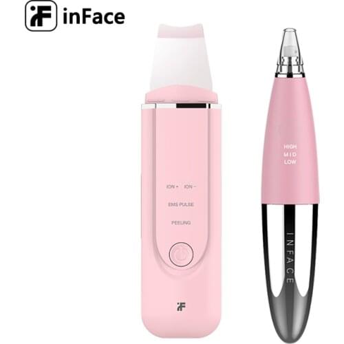 InFace Ultrasonic Skin Scrubber Vacuum Blackhead Remover Facial Pore Cleaner Face Skin Ion Skin Blackhead Suction Machine Clean