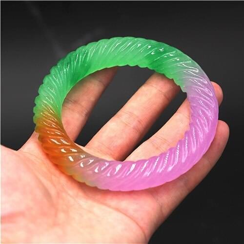 Genuine Natural Color Hand-Carved Jade Bangle Bracelet Charm Jewellery Fashion Accessories Lucky Amulet Gifts for Women Her Men