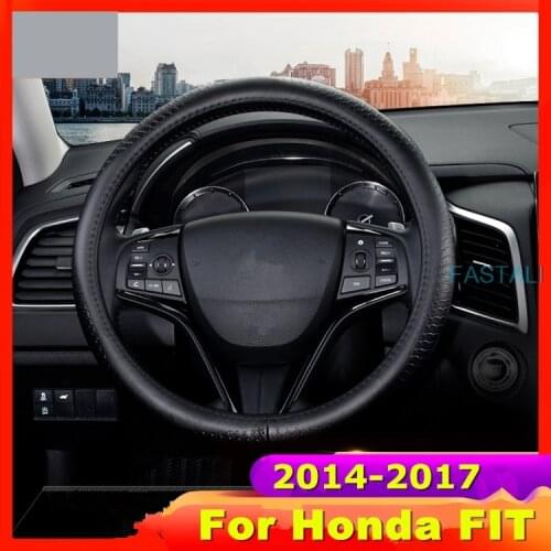 For Honda FIT JAZZ 2014-2017 Leather steering wheel cover four seasons universal steering wheel leather case non-slip car parts