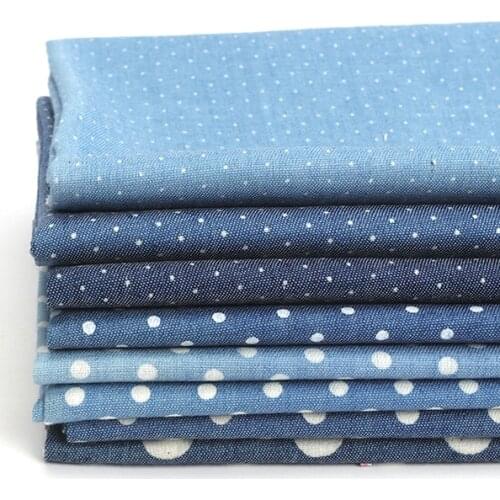 Denim Fabric Thin Soft Washed Shirt Clothing DIY Fabric Stripe Star Love Printed Jeans Cloth for Sewing Dress Patchwork 90*145cm