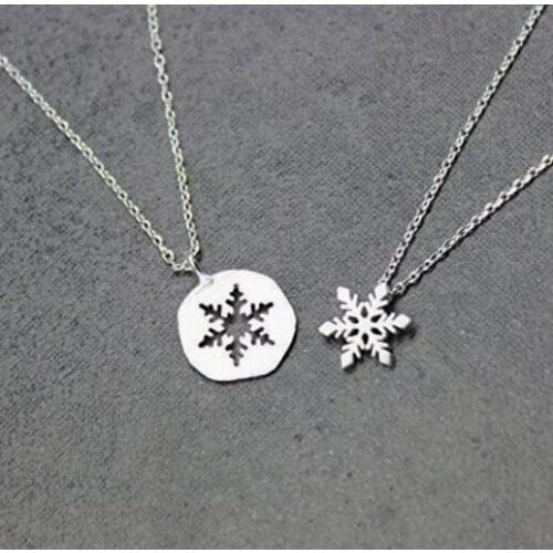 Dainty Snowflake necklace Best friend necklace for 2 BFF Necklace friendship necklace for 2 Christma SanLan