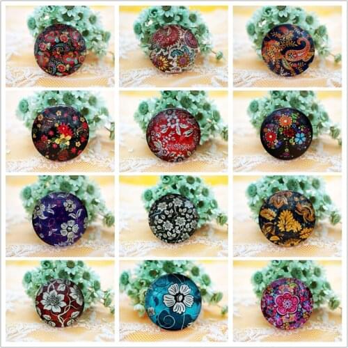 10PCS Round 8MM-20MM Flower Glass Cabochons cemo for women Jewelry making rings earrings hair pins brooch craft supply wholesale