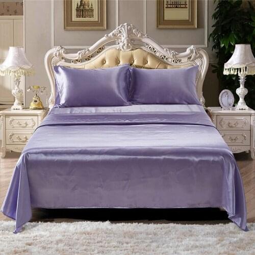 Satin Bedding Set Bed Sheet Set Mattress Bedspread Cover Linen Sheets Solid Duvet Cover Bedroom Comforter Set Queen King Size