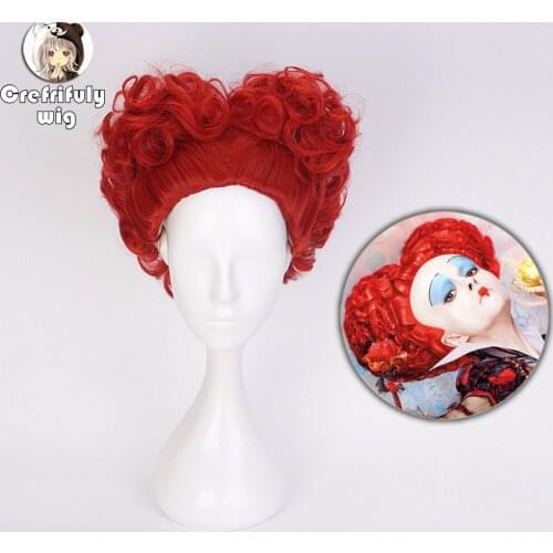 Halloween Costume Alice in Wonderland 2 Red Queen Cosplay Wig Role Play Queen of Hearts Red Hair + Free Wig Cap