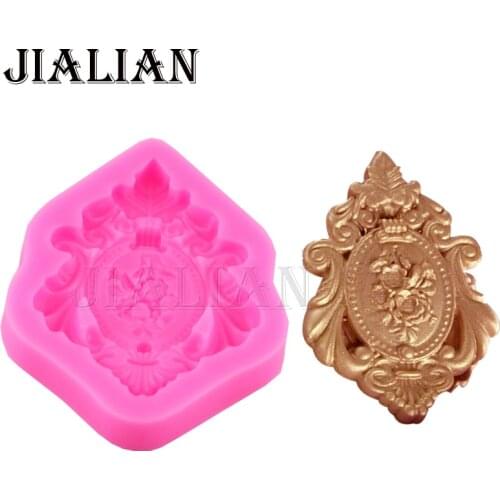 Kitchen Baking mould Beautiful Vintage Frame Shape 3D Silicone Sugarcraft sugar Candy Mold For Cake Decorating tools T0662