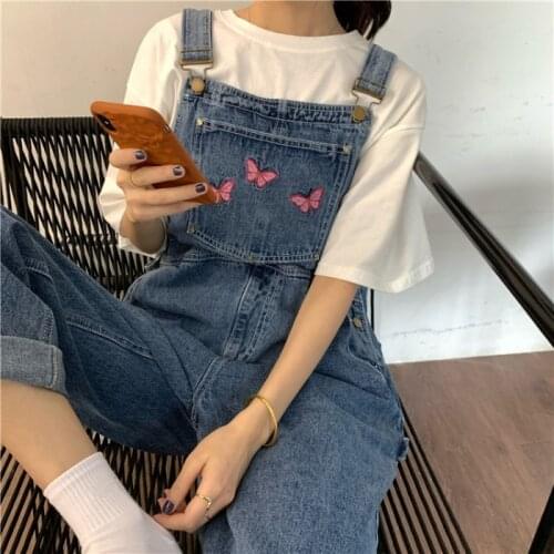 New Spring and Autumn Korean Loose Denim Embroidery Slim Jeans All-match Wide-Leg Pants Women Overalls Fashion Streetwear 2020