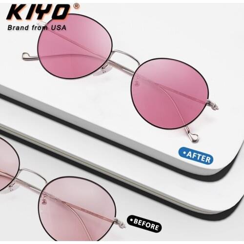 KIYO Brand 2020 New Women Men Round Photochromic Polarized Sunglasses Metal Fashion Sun Glasses UV400 Driving Eyewear 9630