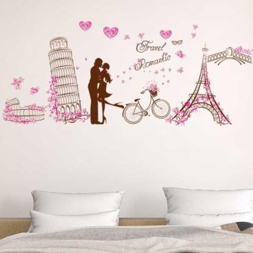 Paris Eiffel Tower Love Wall Sticker Art Vinyl Decal Mural Home Decor Removable Living Room TV Background Wall Stickers