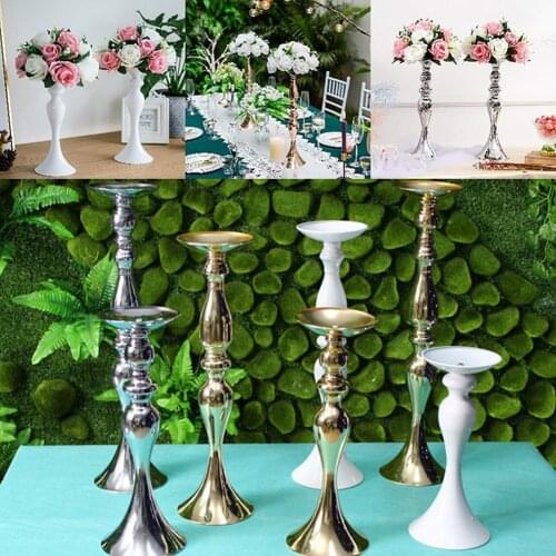 32/38/50cm Metal Candle Holder Stand Flowers Vase Candlestick Wedding Home Table Centerpiece Event Flower Rack Road Lead Decor