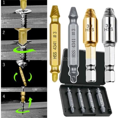 Damaged Screw Extractor Drill Bit Set Stripped Broken Bolt Remover Easily Take Out Demolition Tools Remove Or Screws Double