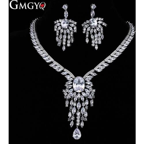 GMGYQ Luxury Earrings Necklaces Bohemian Style of Popular Zircon Jewelry in Europe and America Wedding Accessories