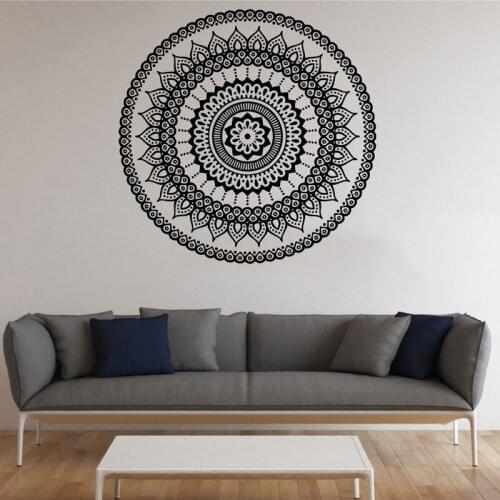 Removable Vinyl Wall Sticker Meditation Art Ritual Object Wall Decal Removable Yoga Art Bohemian Mandala Wallpaper Sticker MTL08