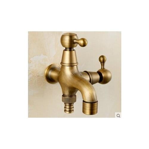 High quality total brass bronze plating double using washing machine faucet bibcocks faucet tap garden outdoor mixer