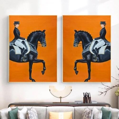 Modern Lady Knight Horse Riding Canvas Painting on The Wall Art Posters and Print Art Wall Pictures for Living BedRoom HomeDecor