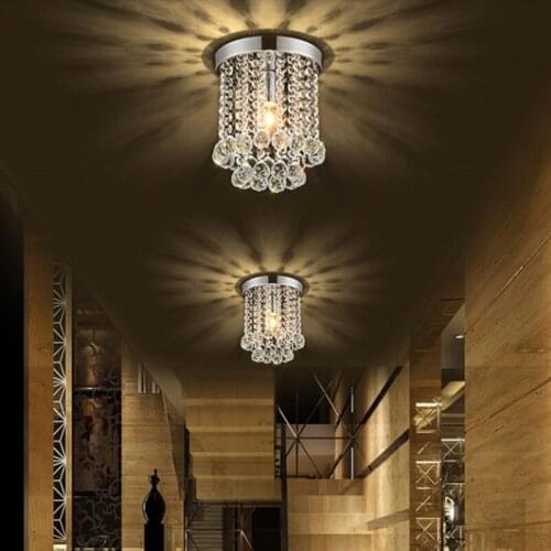 Modern simple LED K9 crystal pendant light entrance aisle lights Creative corridor lamp Lobby light crystal balcony ceiling lamp