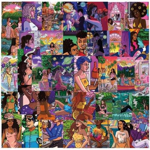 10/30/50PCS Artistic Style Graffiti Stickers European and American Personality Luggage Car Trolley Guitar Stickers Wholesale