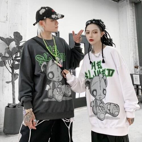 Sweatshirt Women Oversize Japanese Sweatshirt Women Harajuku Cartoon Printing Korean Long-sleeve Plus Velvet Sweatshirt Female