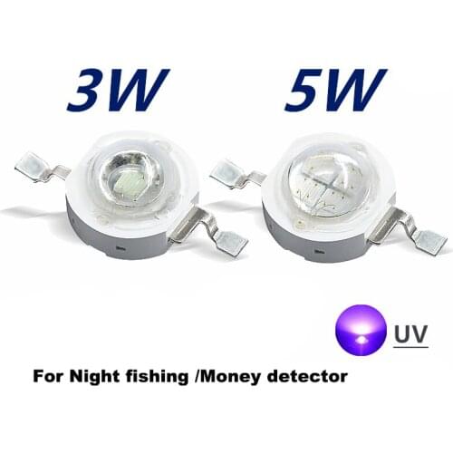 Quality UV led lamp beads 3w 5W high power UV purple light 365nm 395nm curing nail sterilization lamp beads