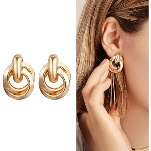 Twisted Thick Circle Dangle Earrings Classic Elegant Style Crossed Circles Earrings For Women Girls Fashion Jewelry Gifts