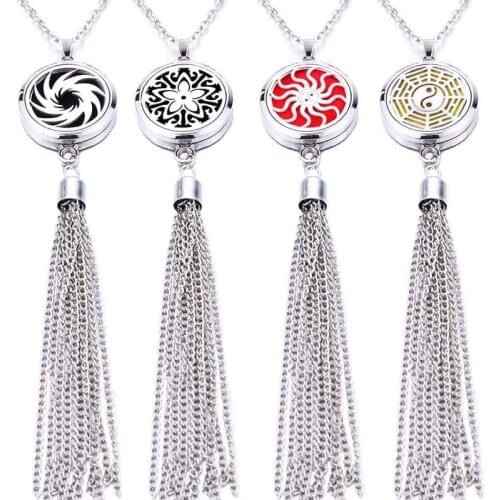 High Quality 316L Aroma Diffuser Tassel Necklace Aromatherapy Essential Oil Diffuser Perfume Box Locket Pendant Fine jewelry