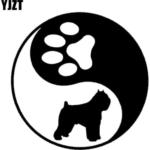 YJZT 15.2CM*15.2CM Yin Yang Sweet Dog Footprints Vinyl Car Sticker Decals Black/Silver C10-00376