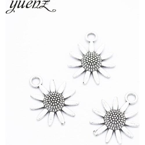 YuenZ 15pcs Antique silver color sunflower Charms Pendants DIY Jewelry for Necklace Bracelet Making Accessaries 23*19mm Q1125