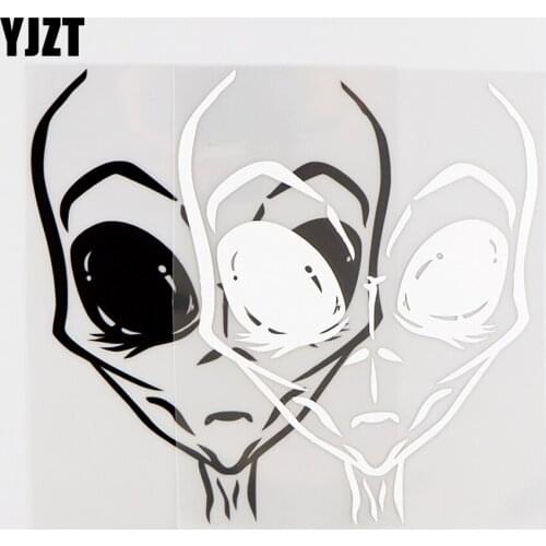 YJZT 11.4X14.7CM Alien Funny Vinyl Car Sticker Space Decal Black / Silver 10A-0191