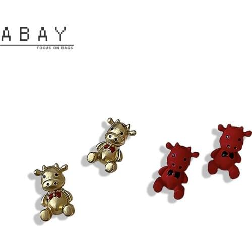 S925 Silver Needle Pure Color Calf Earring Women Hot Sale Chinese New Year National Style Retro Temperament Earrings Wholesale