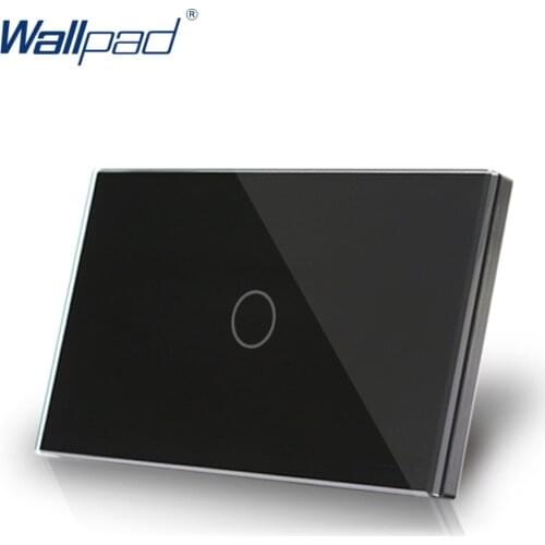 1 Gang 1 Way US/AU Standard Wallpad Touch On/ Off Switch Touch Screen Light Switch Black Luxury Crystal Glass Panel