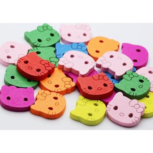 100pcs/lot Mixed Cute Girl Wooden Buttons Craft And Scrapbooking 20mm x 20mm Sewing Accessories Wood Craft MS 003