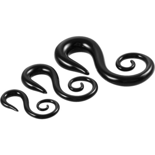 2mm-8mm 2Pcs Acrylic Spiral Ear Stretcher Earring Piercing Black Ear Gauges Expanders Taper Plugs Tunnels Piercing Body Jewelry