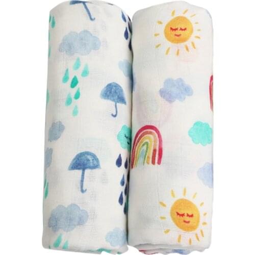 2pcs Set Soft Bamboo Cotton Baby Blanket Muslin Swaddle Wrap Newborn Bamboo Muslin Blankets Gauze Bath Towel