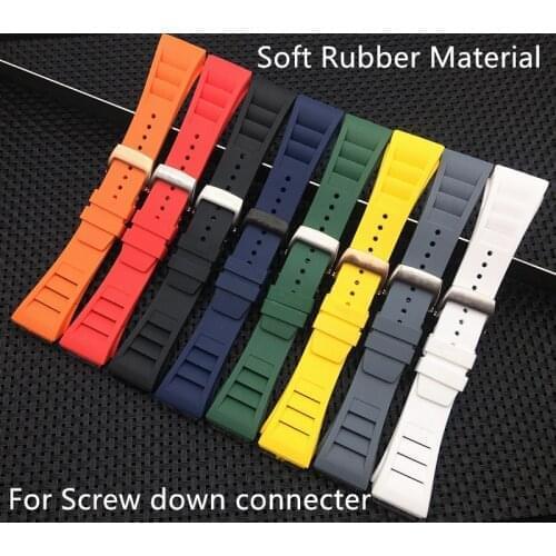 20mm Soft quality Imported Nature Soft Silicone Rubber Watchband For Richard Watch Mille Strap band Bracelet butterfly buckle
