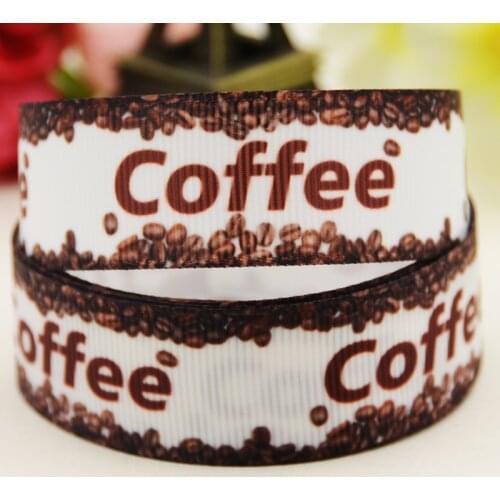 22mm 25mm 38mm 75mm Coffee Cartoon printed Grosgrain Ribbon party decoration 10 Yards X-03139