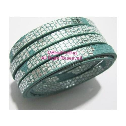 5x2mm Shine turquoise snake leather cord 5mm Flat leather cord