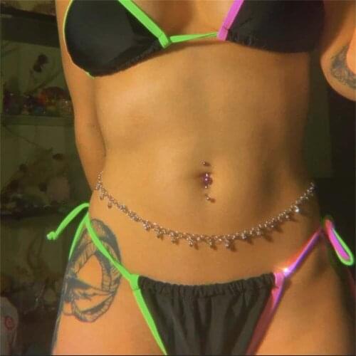 2021 Boho Silver Color Heart-shaped Sexy Belly Body Chain Bikini Waist Chain For Women New Fashion Jewelry Party Gift Jewelry