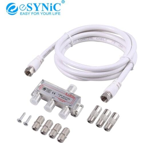 ESYNiC 1Pcs / 2Pcs 3-Way Coax Cable Splitter 1 In 3 Out MoCA 5-2500MHz Connector Satellite Receiver For Aerial TV Broadband