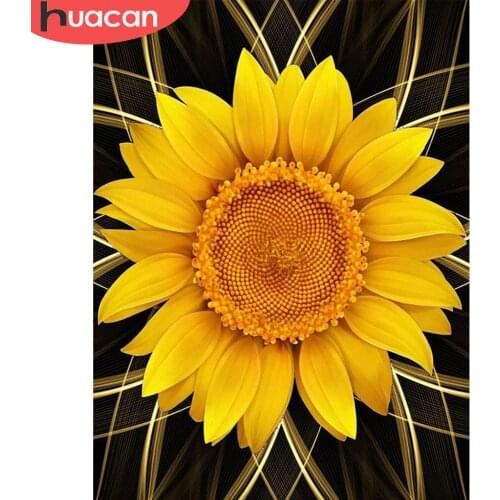 HUACAN 5d Diamond Painting Sunflower Mosaic Needlework DIY Diamond Embroidery Flower Needlework Wall Art