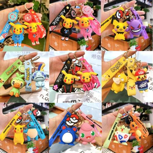 Pokemon toys Keychain Pikachu Psyduck Cleffa Jenny Turtle action figure model Pokemon toy doll kids Christmas Halloween gift