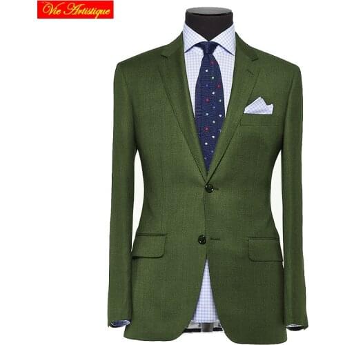 Custom tailor made Mens suits business formal wedding ware bespoke 3 piece (Jacket+Pants+Vest) wool polyester blend slim fit