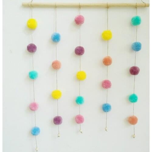 INS Nursery Wall String Pendant Nordic Style Hair Balls Hanging Ornaments Garland Curtain Tent Party Props Kids Room Decoration